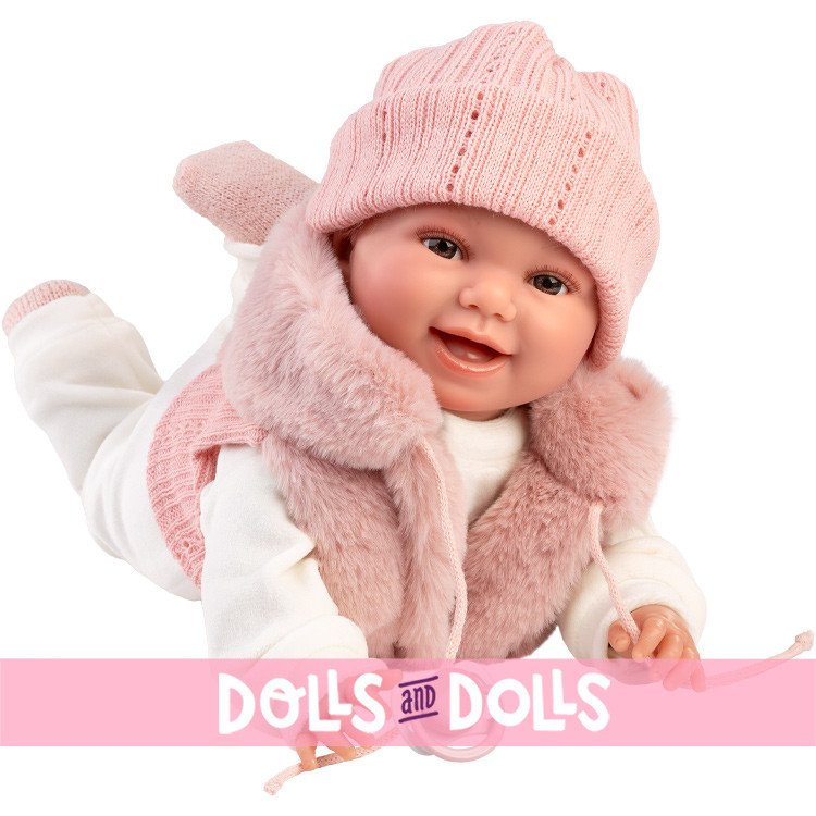 Llorens Puppe 38 cm - Chloe lächelt mit einem Outfit mit Tierprint