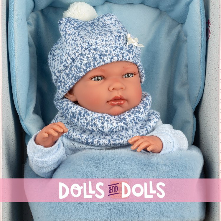 Llorens Puppe 40 cm - Neugeborenes Nico mit blauem Schlafsack