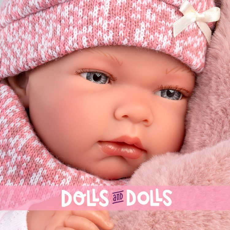 Llorens Puppe 40 cm - Neugeborenes Nica mit einem rosa Schlafsack