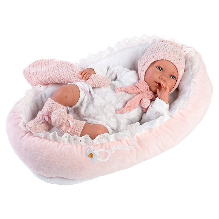 Llorens Puppe 40 cm - Neugeborenes Mimi Heulsuse mit Krippe