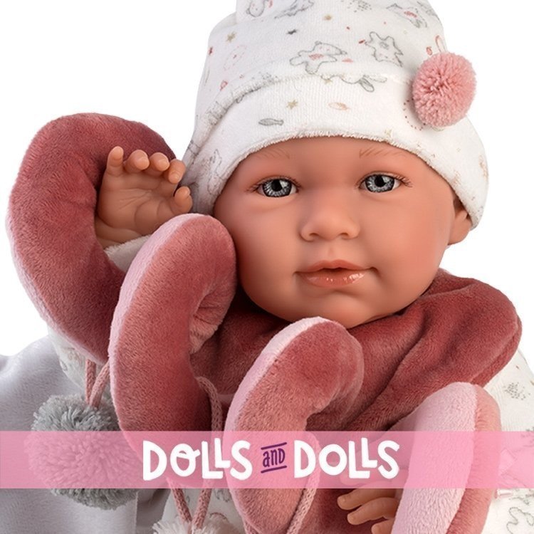 Llorens Puppe 40 cm - Weinendes Mimi Neugeborenes mit Laufstall