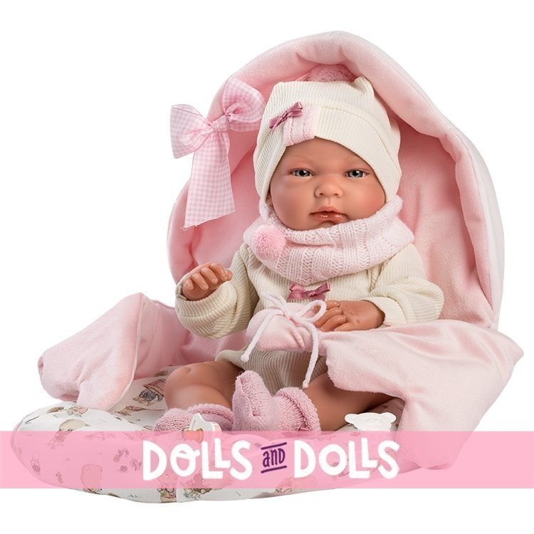 Llorens Puppe 40 cm - Neugeborene Nica mit einer rosa Tasche