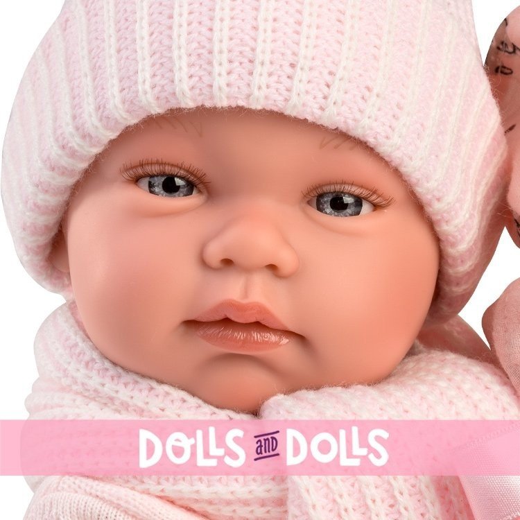 Llorens Puppe 43 cm - Neugeborenes Tina mit rosa Bambi-Handtuch