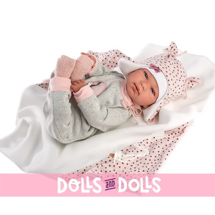 Llorens Puppe 44 cm - Weinendes Neugeborenes Tina mit Wickelauflage