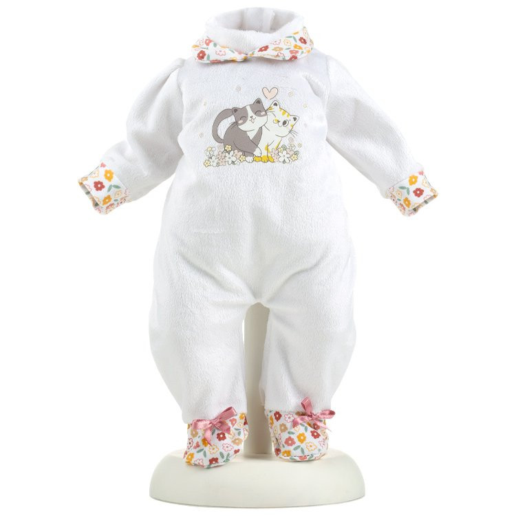 Kleidung für Llorens Puppen 38 cm - Weißer Body mit Kätzchenmuster