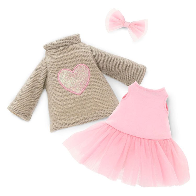 Outfit für Lucky Doggy Puppe 37 cm - Rosa Herz