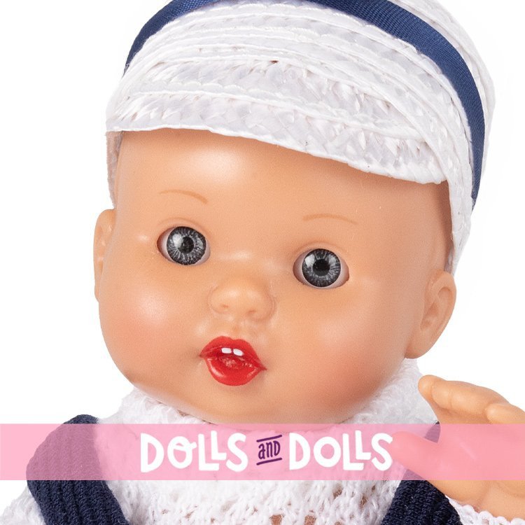 Mini Juanín Babypuppe 20 cm - Mit dunkelblauer Latzhose