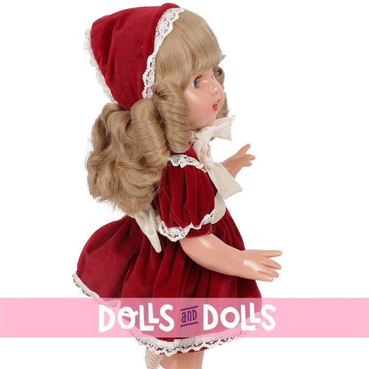 Mariquita Pérez Puppe 50 cm - Mit burgunderrotem Kleid und Kapuze