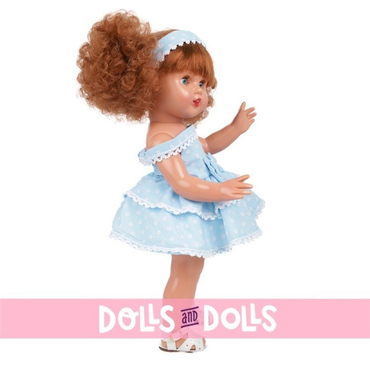 Mariquita Pérez Puppe 50 cm - Rothaarige in einem hellblauen geblümten Kleid