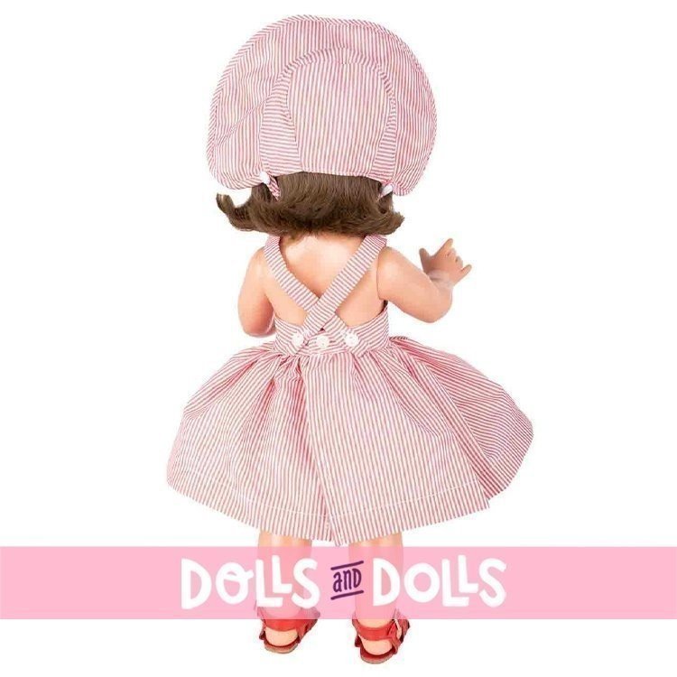Mariquita Pérez Puppe 50 cm - Mit weiß und rosa gestreiftem Kleid mit Trägern