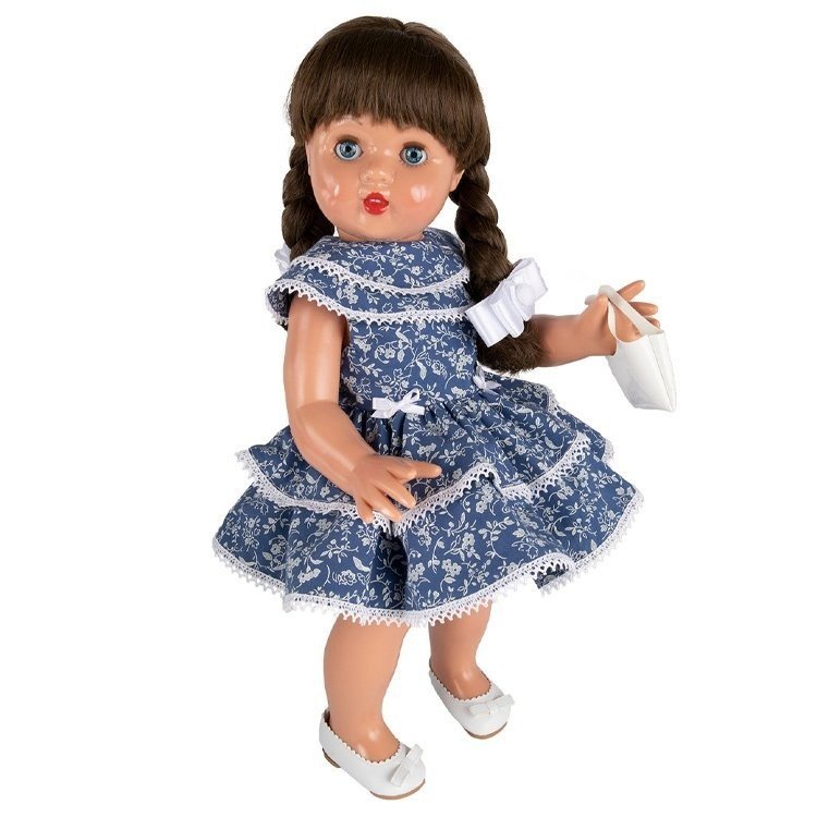 Mariquita Pérez Puppe 50 cm - Mit blauem Blumenkleid