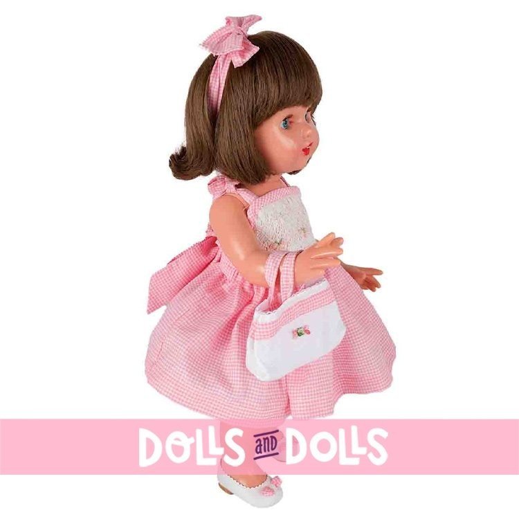 Mariquita Pérez Puppe 50 cm - Mit rosa Vichy-Kleid und Tasche