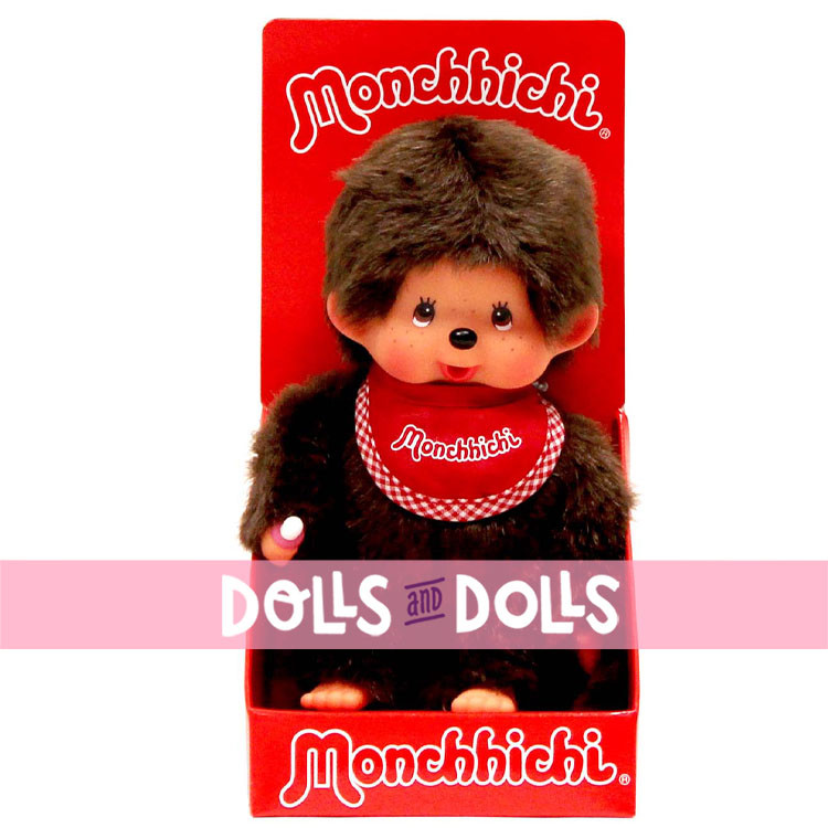 Monchhichi Puppe 20 cm - Klassischer Junge mit rotem Brusttuch