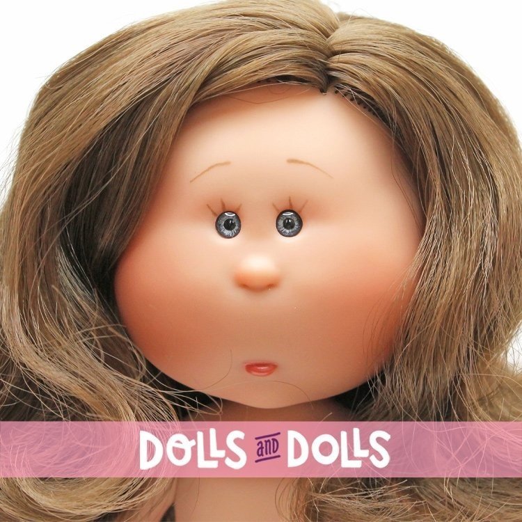 Nines d'Onil Puppe 23 cm - Little Mia brünett mit gewelltem Haar - Ohne Kleidung