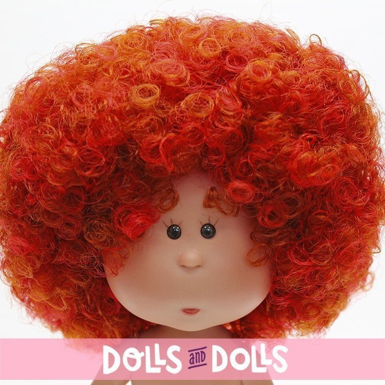 Nines d'Onil Puppe 23 cm - Little Mia mit lockigem braunem Haar und roten Strähnchen - Ohne Kleidung