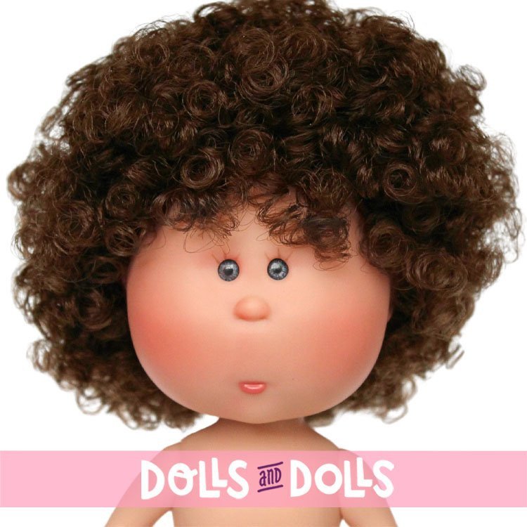 Nines d'Onil Puppe 23 cm - Little Mia mit braunen lockigen Haaren - Ohne Kleidung