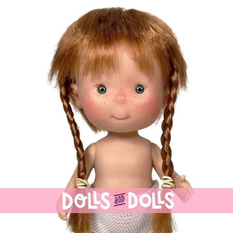 Nines d'Onil Puppe 23 cm - Little Pippa mit roten Haaren und zwei Zöpfen - Ohne Kleidung