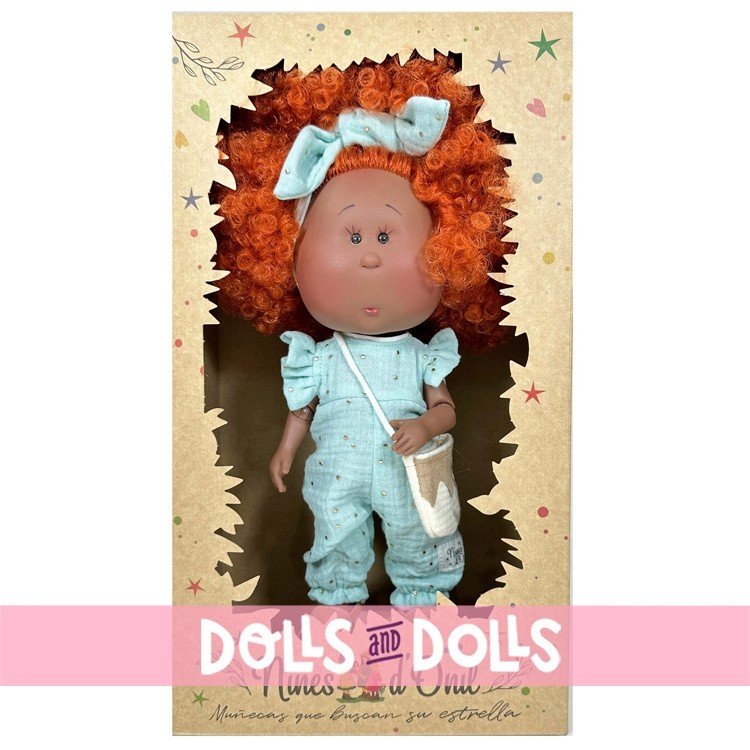Nines d'Onil Puppe 30 cm - GELENKTE Mia - mit roten Haaren in einem hellblauen Kleid