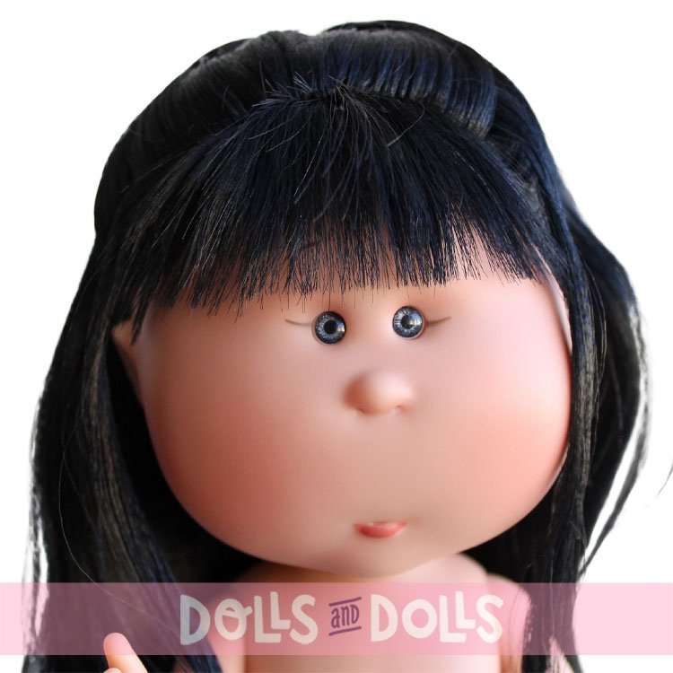 Nines d'Onil Puppe 30 cm - GELENKTE Mia - Asiatische Mia mit Schwarzes glattes Haar - Ohne Kleidung