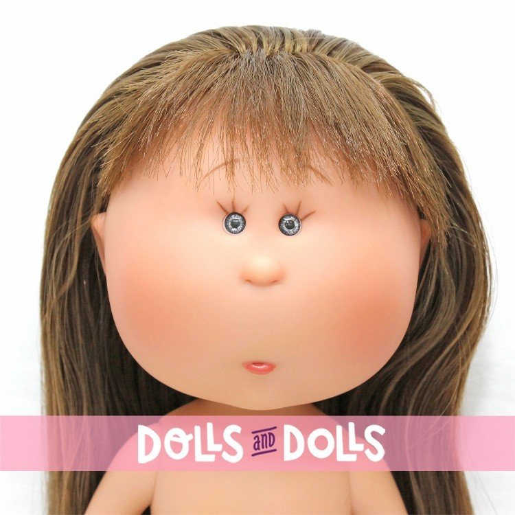 Nines d'Onil Puppe 30 cm - GELENKTE Mia - Mia brünett mit glattes Haar - Ohne Kleidung