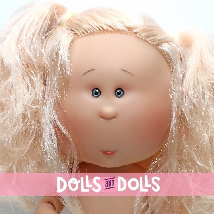 Nines d'Onil Puppe 30 cm - GELENKTE Mia - Mia mit Rosa gewelltes Haar - Ohne Kleidung