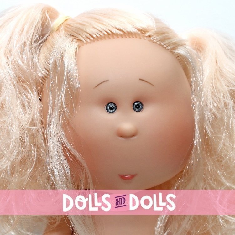 Nines d'Onil Puppe 30 cm - GELENKTE Mia - Mia mit Rosa gewelltes Haar - Ohne Kleidung