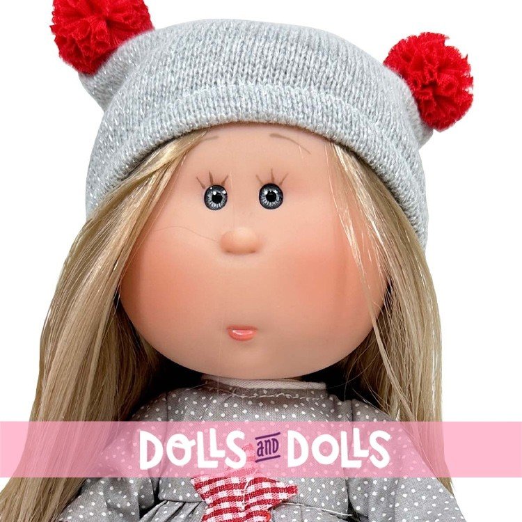 Nines d'Onil Puppe 23 cm - Little Mia Christmas - Blondine in grauem Weihnachtsoutfit