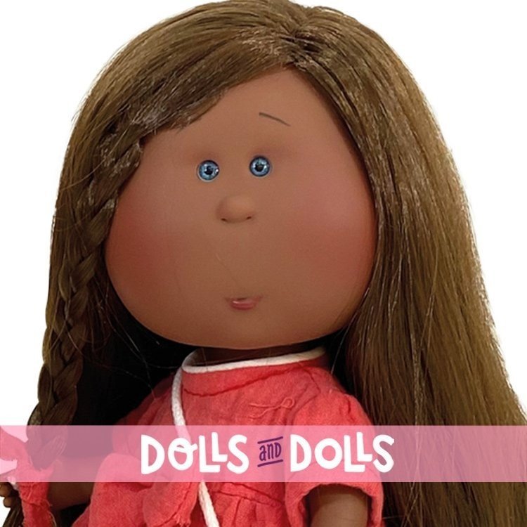 Nines d'Onil Puppe 30 cm - Afroamerikanerin Mia mit glattem Haar und rotem Outfit