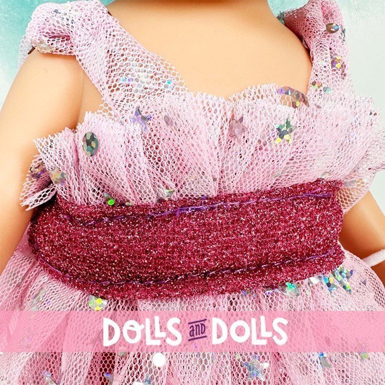 Nines d'Onil Puppe 30 cm - Mia Cotton mit blauem Haaren und Maskottchen