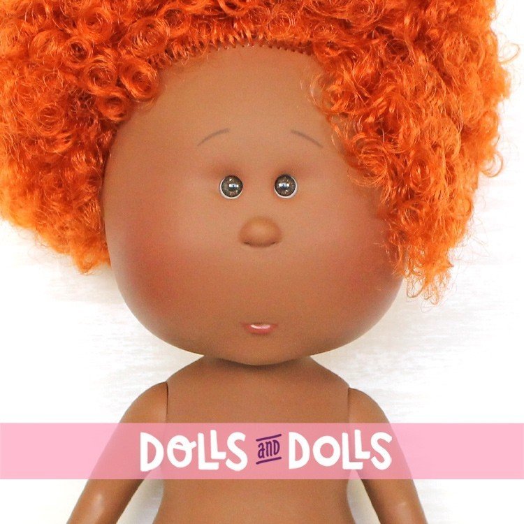 Nines d'Onil Puppe 30 cm - Afroamerikanische Mia mit rotem lockigem Haar - Ohne Kleidung