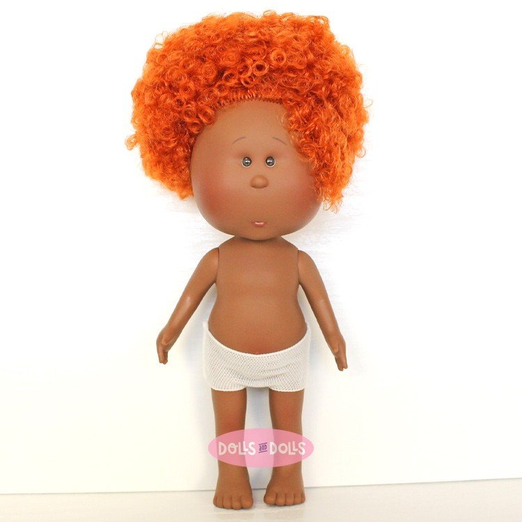 Nines d'Onil Puppe 30 cm - Afroamerikanische Mia mit rotem lockigem Haar - Ohne Kleidung