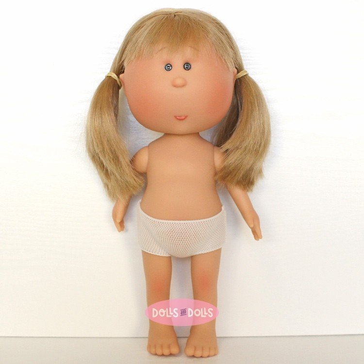 Nines d'Onil Puppe 30 cm - Mia blond mit glattem Haar, Fransen und Zöpfen - Ohne Kleidung