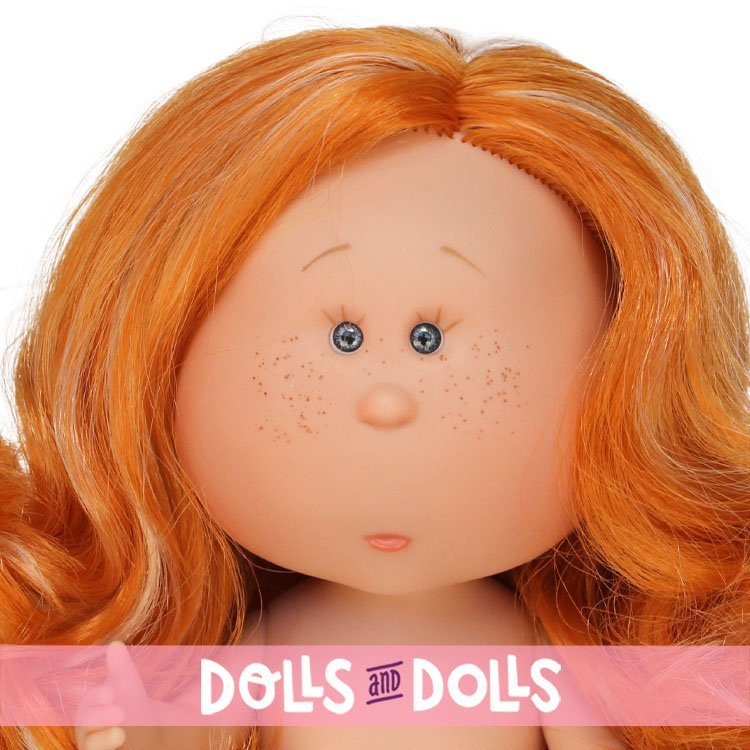 Nines d'Onil Puppe 30 cm - Mia mit orangefarbenen Haaren mit Strähnchen - Ohne Kleidung