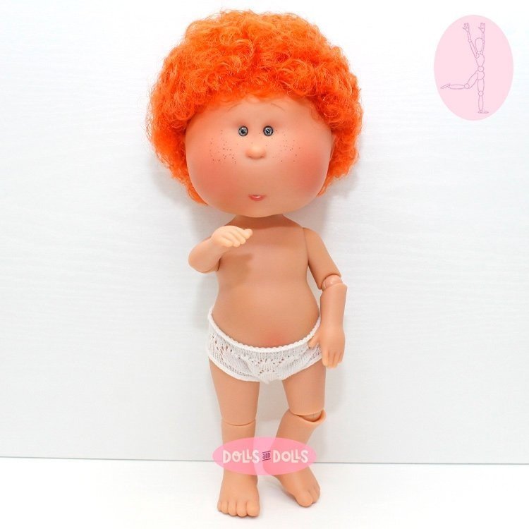 Nines d'Onil Puppe 30 cm - GELENKTE Mio - Mio Rothaarige mit lockigem Haar - Ohne Kleidung