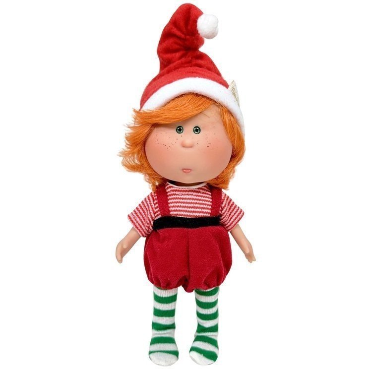 Nines d'Onil Puppe 23 cm - Little Mio Christmas - Rothaarige im Elfenkostüm