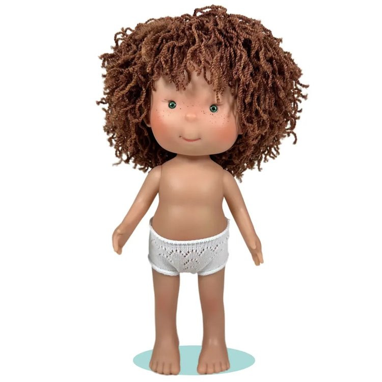 Nines d'Onil Puppe 30 cm - Pippa mit braunem, wolligem Haar - Ohne Kleidung