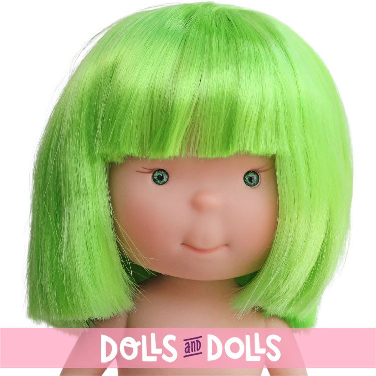 Nines d'Onil Puppe 30 cm - Pippa mit glattem, grünem Haar - Ohne Kleidung