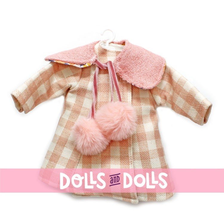 Outfit für Paola Reina Puppe 32 cm - Las Amigas - Conchi - Kleid mit rosa kariertem Mantel