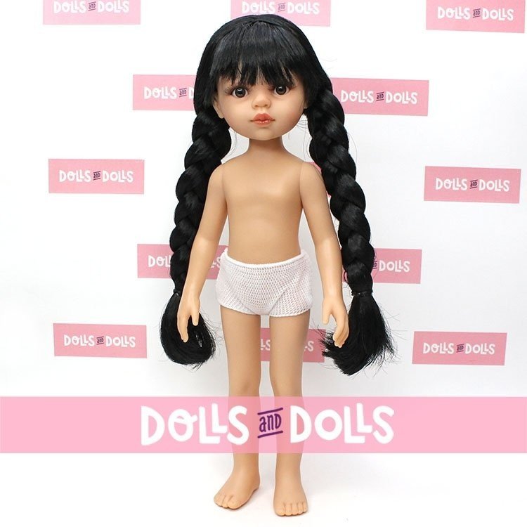 Paola Reina Puppe 32 cm - Las Amigas - Carina mit Zöpfen ohne Kleidung