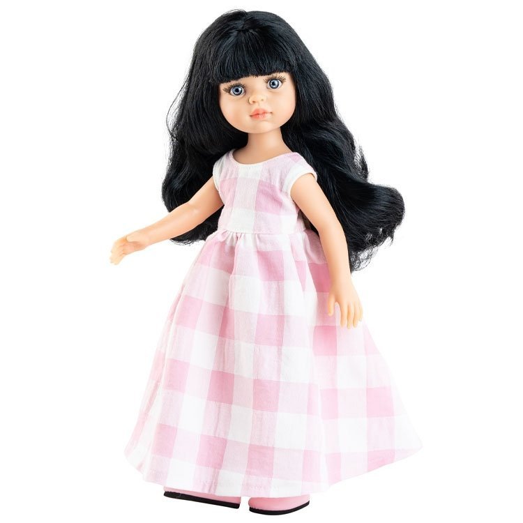 Paola Reina Puppe 32 cm - Las Amigas - Carina in rosa kariertem Kleid