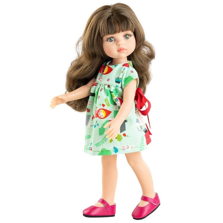 Paola Reina Puppe 32 cm - Las Amigas - Carol in einem Kleid mit Fantasiemuster