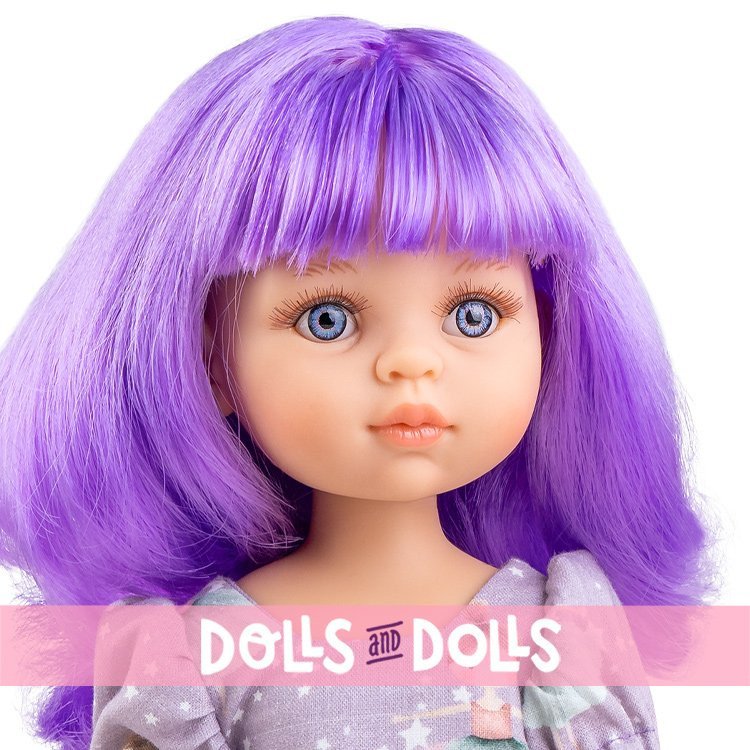 Paola Reina Puppe 32 cm - Las Amigas Funky - Kechu mit lila Kleid mit Puppenmuster