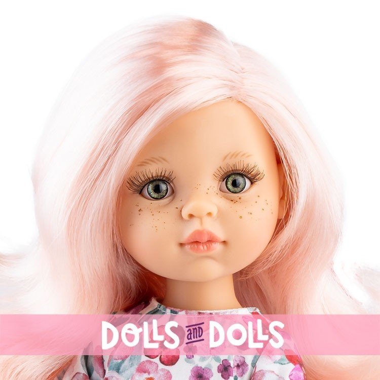 Paola Reina Puppe 32 cm - Las Amigas - Rosa mit Blumenkleid und Tasche