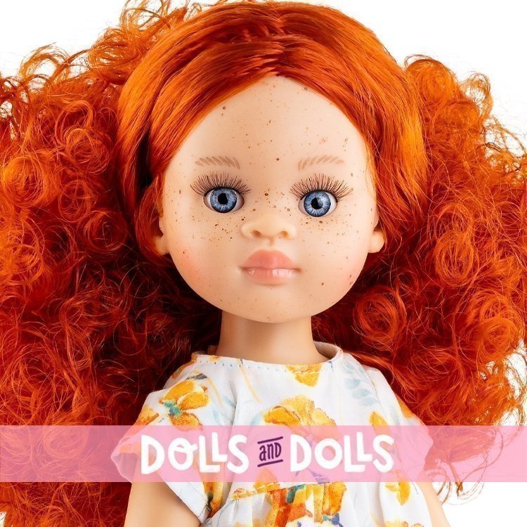 Paola Reina Puppe 32 cm - Las Amigas - Virgi im orangefarbenen Blumenkleid