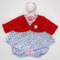 Outfit für Antonio Juan Puppe 26-27 cm - Blaues Kreiskleid mit roter Jacke
