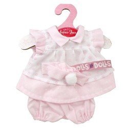 Antonio Juan Puppe Outfit 26-27 cm - Bedrucktes rosa Outfit mit Stirnband