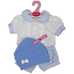 Kleidung für Antonio Juan Puppe 40-42 cm - Blaues Set mit weißen Punkten und Hut