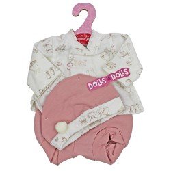 Antonio Juan Puppe Outfit 33-34 cm - Rosa Hase bedrucktes Outfit mit Hut