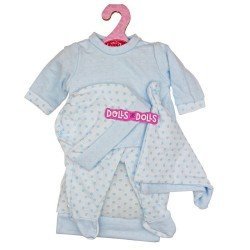 Antonio Juan Puppe 33-34 cm Outfit - Blauer Pyjama mit Tupfen und Hut