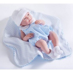 Berenguer Boutique Puppe 43 cm - 18108 La Neugeborene (Junge) mit blauem Outfit und Decke